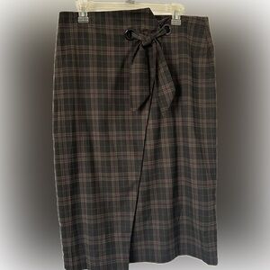 Vince Camuto Black and Brown Plaid Pencil Skirt